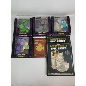 NIB MINECRAFT Bundle/Lot Armorup Alex, Mining Steve, Exploding Creepr Spider ...